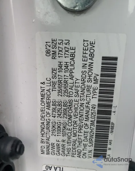2021 Honda Cr-V Se from USA, damaged, VIN 5J6RW2H73ML025749